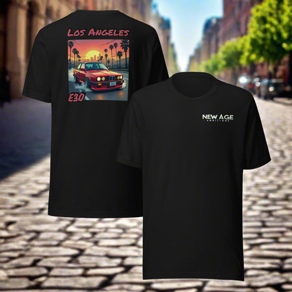 BMW E30 Los Angeles Sunset Drive Unisex t-shirt