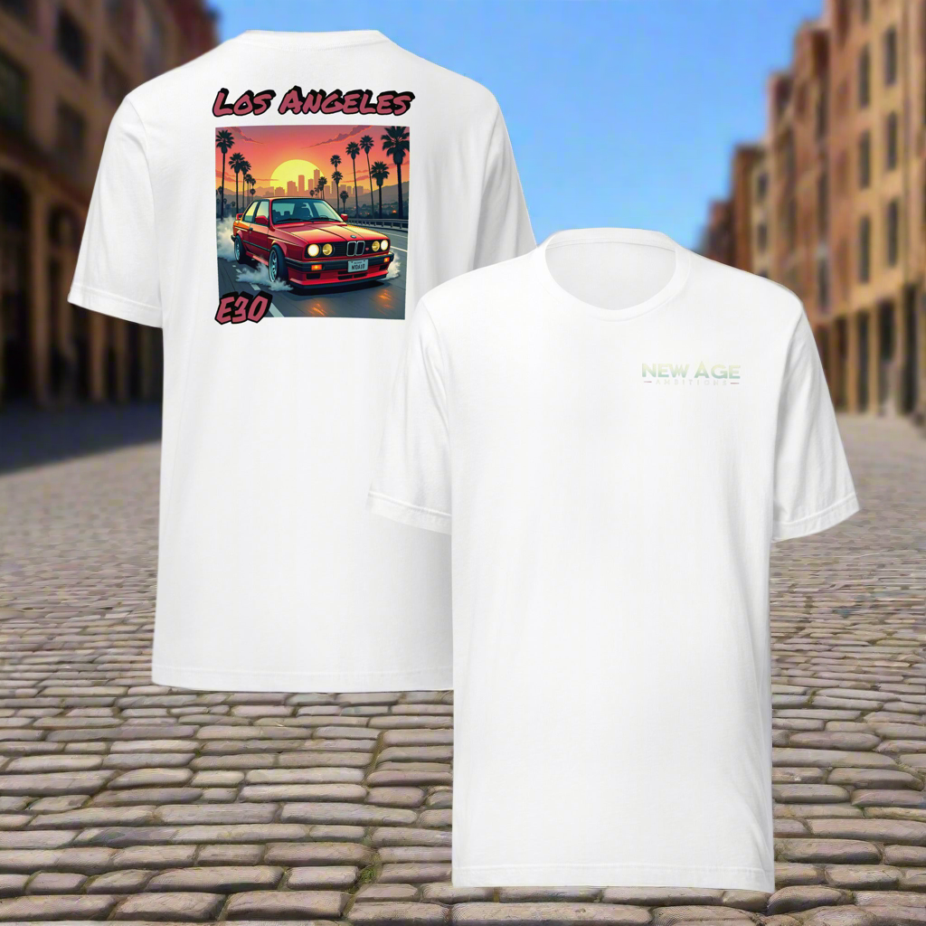 BMW E30 Los Angeles Sunset Drive Unisex t-shirt