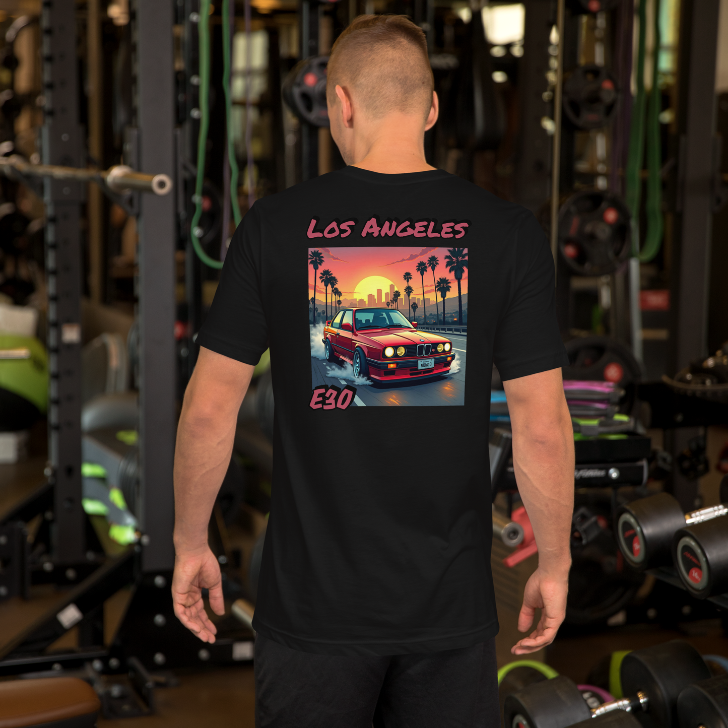BMW E30 Los Angeles Sunset Drive Unisex t-shirt