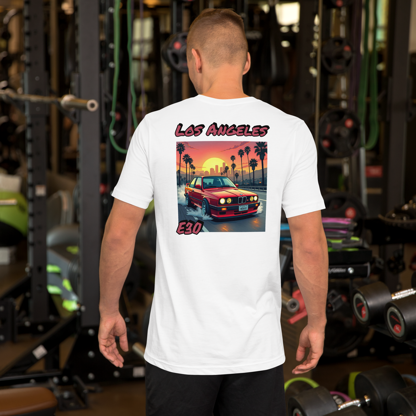 BMW E30 Los Angeles Sunset Drive Unisex t-shirt