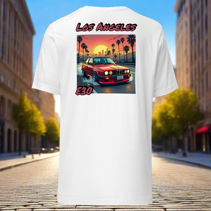 BMW E30 Los Angeles Sunset Drive Unisex t-shirt