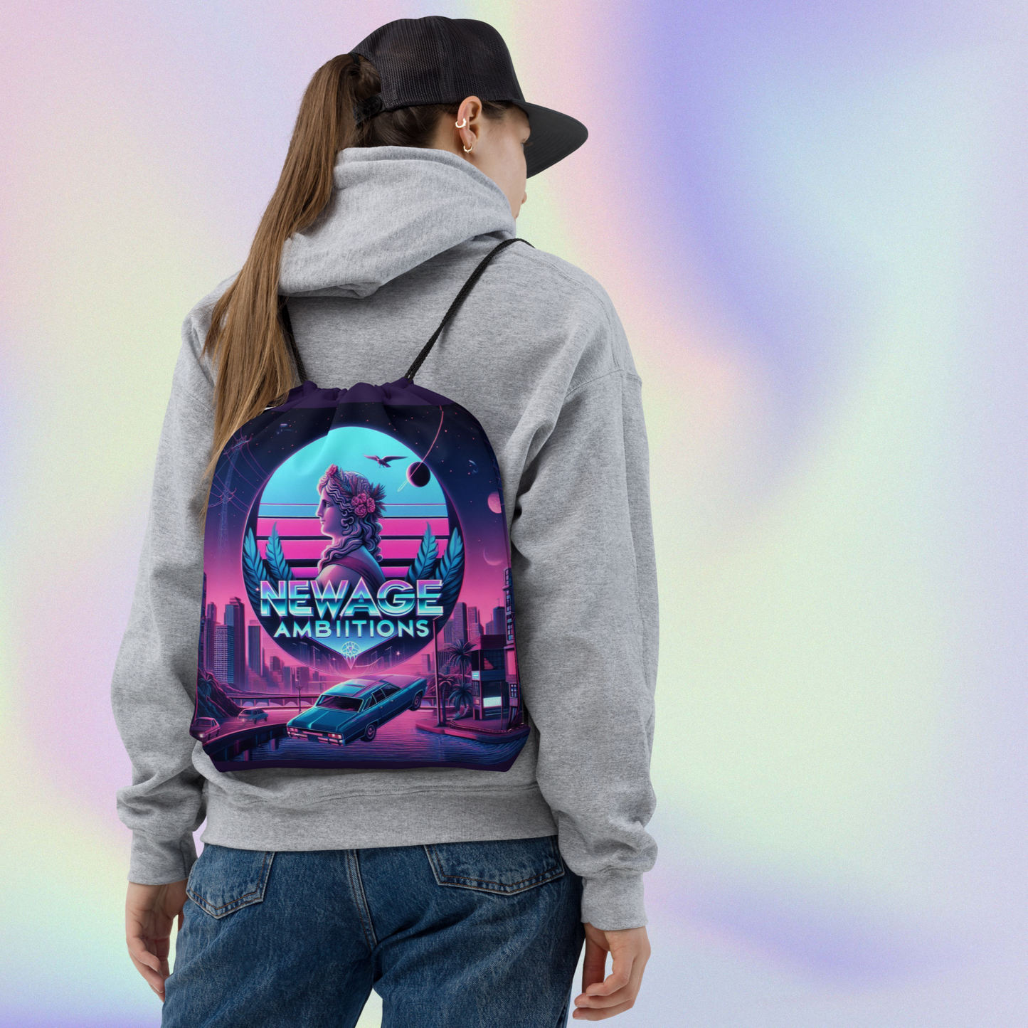 DAEDALUS 9 Vapor-wave 50’s inspired Drawstring bag