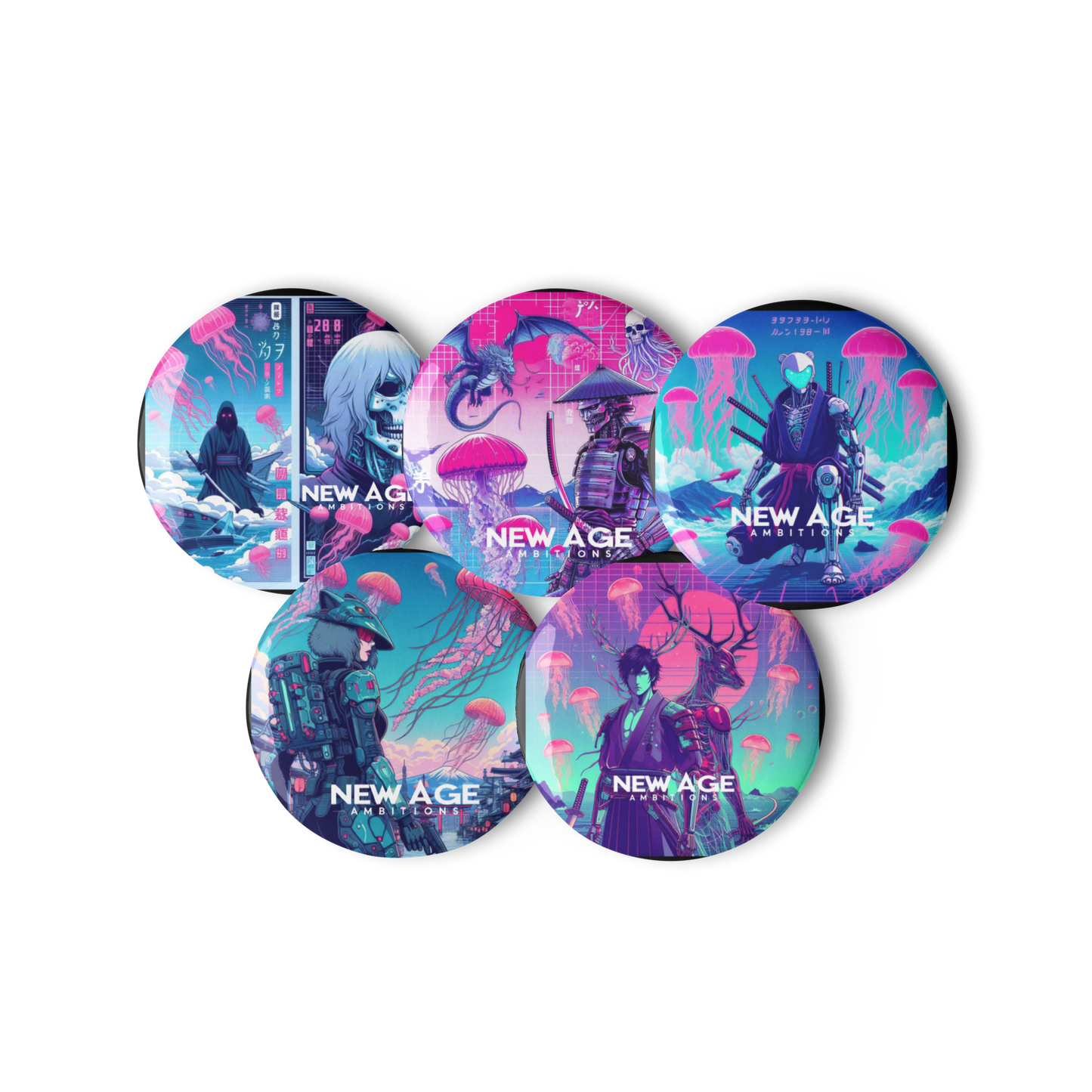 “The Unforgiving 5: Assassin’s Syndicate ” Set of pin buttons